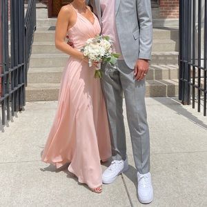 Blush evening gown perfect for prom or wedding!